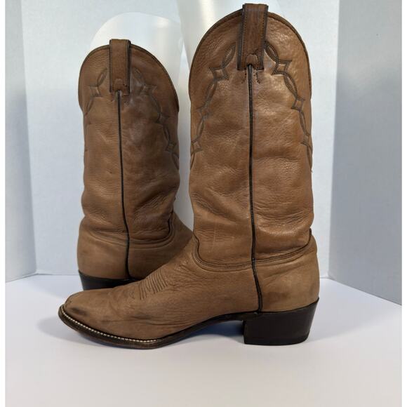 Abilene Womens Soft Elk Leather Brown Cowboy Western Boots Made in USA Size 10.5 - Picture 6 of 13